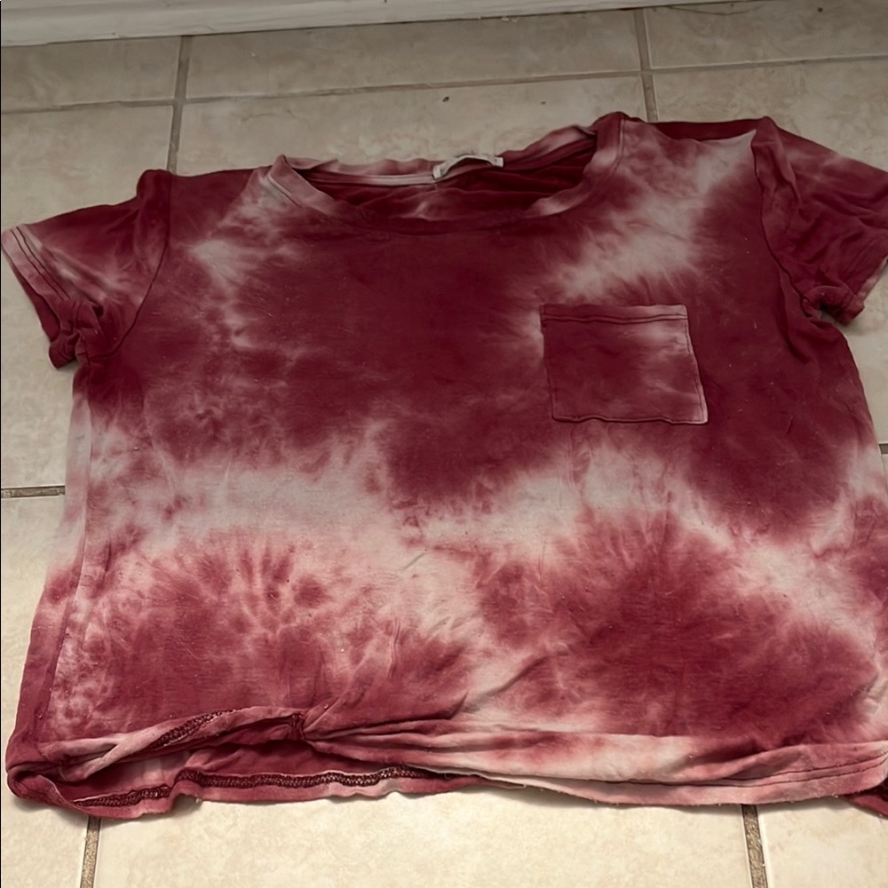 Burgundy Tie-Dye Kids Short Sleeve Tee